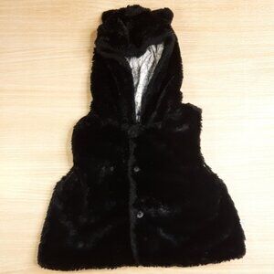 Rosie Pope faux fur vest with hood and cat ears.